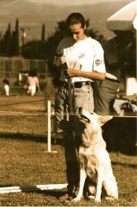 Simona Ridenour and white swiss shepherd Simona Ridenour and white swiss shepherd